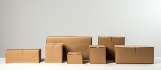 Aufkleber - Packaging cardboard boxes displayed against a white backdrop with copy space image for design.