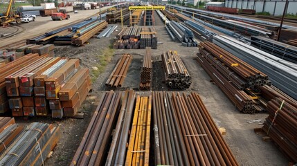 Wall Mural - a large number of steel bars stacked on top of each other