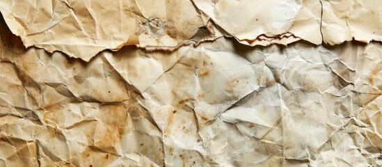 Leinwandbilder - Texture background of aged, wrinkled paper with stains featuring copy space image.