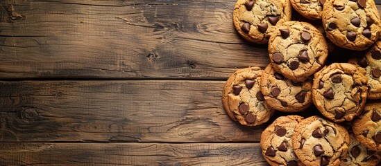 Poster - A frame of cookies displayed on a rustic wooden surface creates an inviting copy space image.