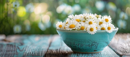 Aufkleber - Bowl with daisies provides copy space image.