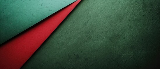 Poster - An attractive composition showcasing divided sections of textured green and red paper separated by a diagonal border, perfect for a copy space image.