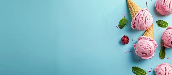 Aufkleber - Light blue background with copy space image for ice cream.