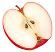 © MarcoFood - Apple half isolated png. Red apple half on transparent background. PNG format. Red apple slice with no background. Top view. Full depth of field.
