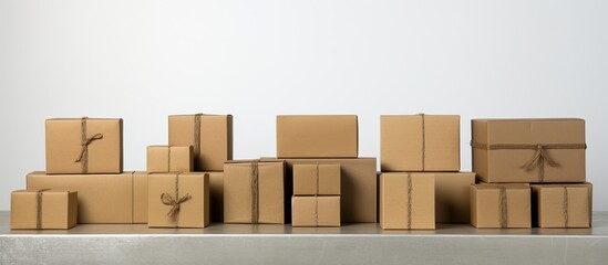 Poster - Packaging cardboard boxes displayed against a white backdrop with copy space image for design.