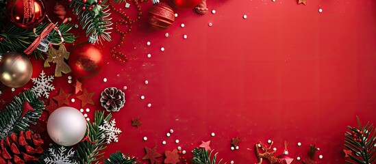 Poster - Festive Christmas and New Year composition featuring an assortment of holiday symbols on a cheerful background, great for a copy space image.