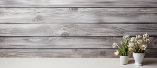 Poster - Gray wooden desk isolated on white background, with copy space image.