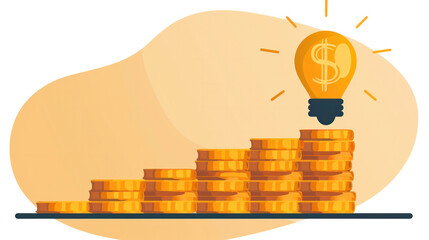 Poster - A stack of coins with a dollar sign on top. Concept of financial success and the importance of saving money