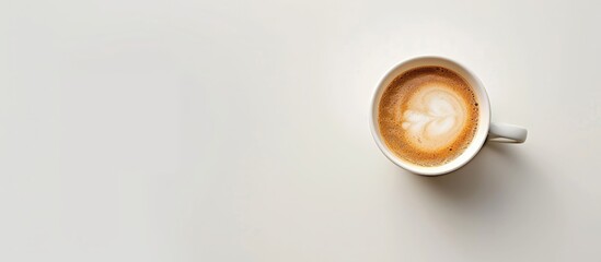Aufkleber - Top view of a white coffee or tea cup on a white background with copy space image.