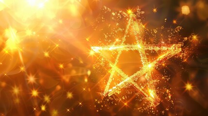 Canvas Print - a star of david with a golden background