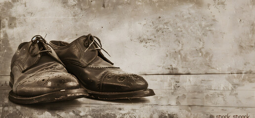 Wall Mural - History of footwear. Surviving shoes from the old day's design