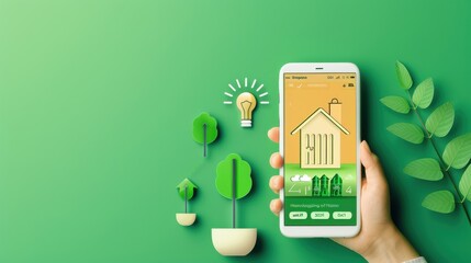 Poster - Smart home app with energy usage statistics, informative and eco-friendly.