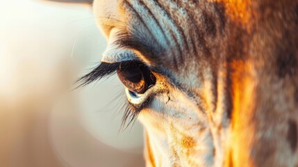 Poster -  A tight shot of a giraffe's eye, superimposed on it is a slightly blurred reproduction of the same eye