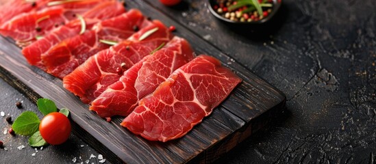 Poster - Gourmet sliced beef displayed as a copy space image.