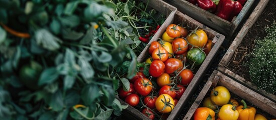 Poster - Harvesting garden vegetables with selective focus on food in a copy space image.