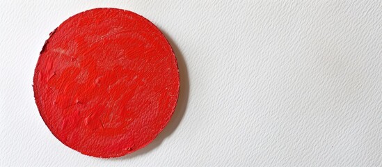 Leinwandbilder - Circular red oil pastel drawing on white paper with copy space image.
