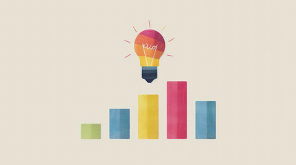 Poster - a colorful light bulb is on top of a series of colored bars. the bars are arranged in a way that the