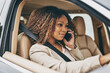 © peopleimages.com - Black woman, phone call and car for communication or business travel for company, sales rep with chat. Female person, mobile or auto with safety for professional career with prospecting, talk for job