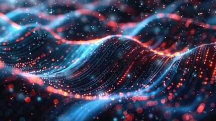Poster - A computer-generated image of a wave of light with various colors and textures