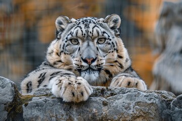 Wall Mural - Face portrait of snow leopard - Irbis (Panthera uncia)