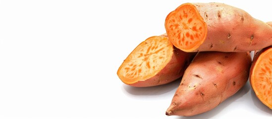 Poster - Sweet potato on a blank canvas for your designs: copy space image.