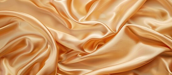 Aufkleber - Smooth luxury satin silk cloth texture in beige or light brown tones adorns the background with a minimalistic style and ample copy space image.