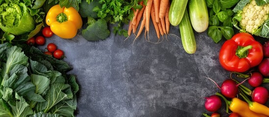 Wall Mural - Vegetables arranged neatly in a frame with copy space image.