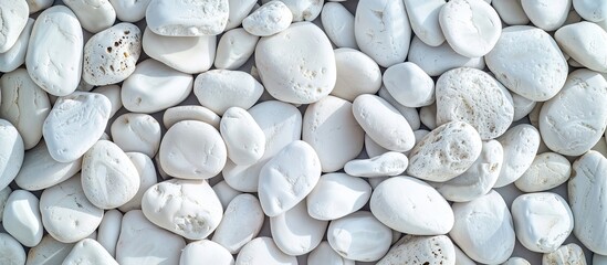 Leinwandbilder - Abstract white pebbles texture provides a captivating background for a wide copy space image.