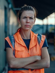 Canvas Print - a concerned female supervisor wearing athletic gear