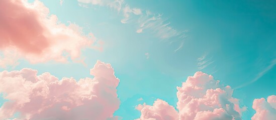Poster - Vibrant clouds set against a soft blue sky with ample copy space image.