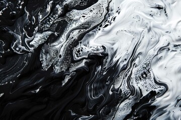 Poster - Elegant and modern abstract monochrome swirls texture with black and white marbled effect, perfect for background pattern, fluid art, and minimalist contemporary design