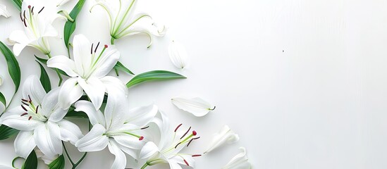Poster - White backdrop with lovely lilies, ideal for adding text, copy space image.