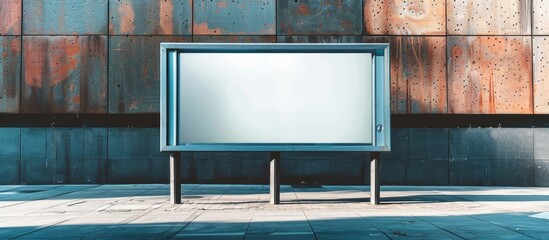 Sticker - Empty billboard stand with a pavement backdrop in a mockup template with copy space image.