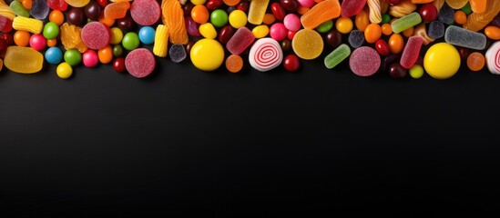 Poster - A collection of vibrant candies arranged in a frame against a dark backdrop, with space for text or other elements in the image