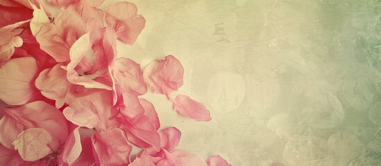 Aufkleber - An abstract spring and summer background consisting of vintage-tinted flower petals within a frame with copy space image.