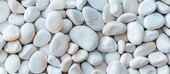 Sticker - Abstract white pebbles texture provides a captivating background for a wide copy space image.