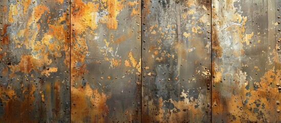 Poster - A weathered and aged metal backdrop with copy space image.