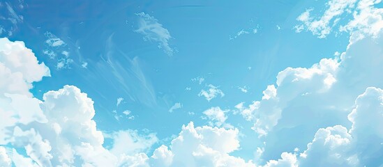 Poster - A serene sky in blue with white clouds provides a perfect copy space image for your nature-themed design or event.