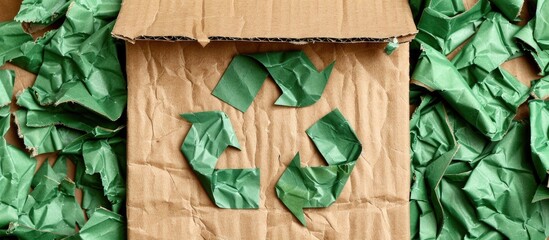 Sticker - Green cardboard texture recycling concept with copy space image.