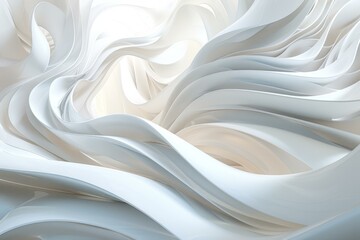 Poster - Elegant flowing silk texture with soft waves, abstract white fabric design