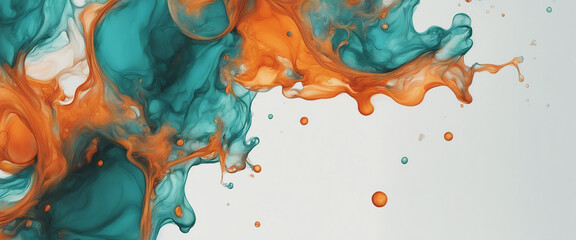 Sticker - orange and teal ink splash in water wallpaper