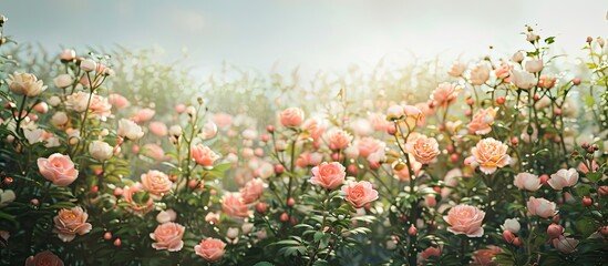 Canvas Print - Flowers blooming in the garden, with a beautiful scenery and potential for using it in a copy space image.