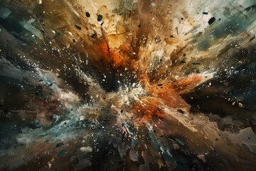 Poster - Dynamic abstract painting depicting an explosion of colors in a modern art style