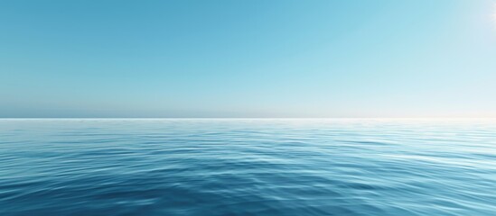 Aufkleber - The serene water surface reflects the clear blue sky, creating a tranquil atmosphere in the copy space image.