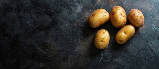 Canvas Print - Potato displayed on a dark background with ample copy space image.