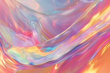 Poster - Vibrant abstract holographic waves with a fluid, iridescent texture