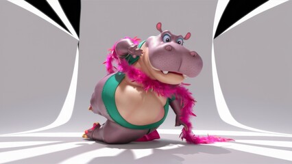 Sticker - A cartoon character is posing in a pink outfit, AI