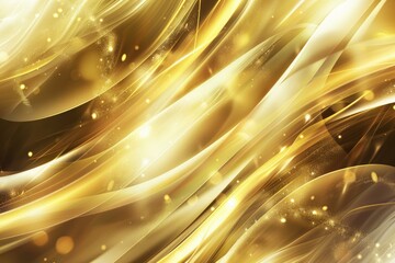 Poster - Elegant abstract background with shimmering golden waves and sparkling particles