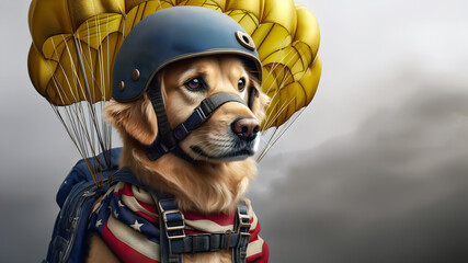 Wall Mural - Military dog wearing a parachute, war, anti-terrorism