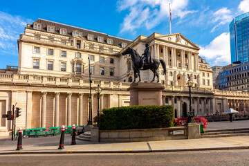 Wall Mural - Statue of Duke of Wellington and Bank of England in City of London, UK